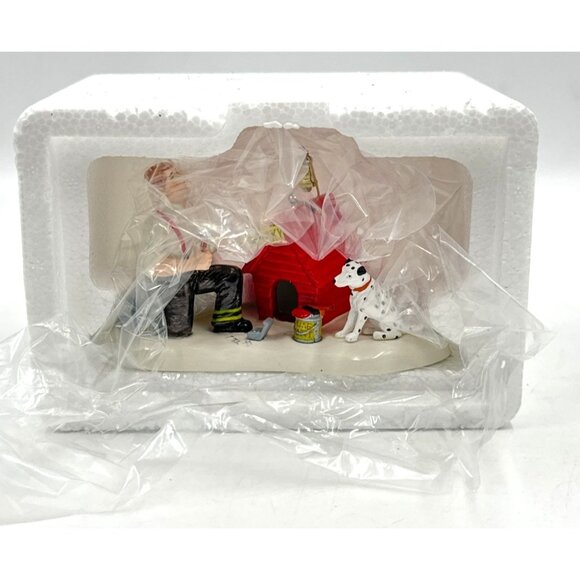 Department 56 Snow Village Sparky's New Doghouse Dalmatian Fire House No. 4 Xmas - Picture 7 of 9